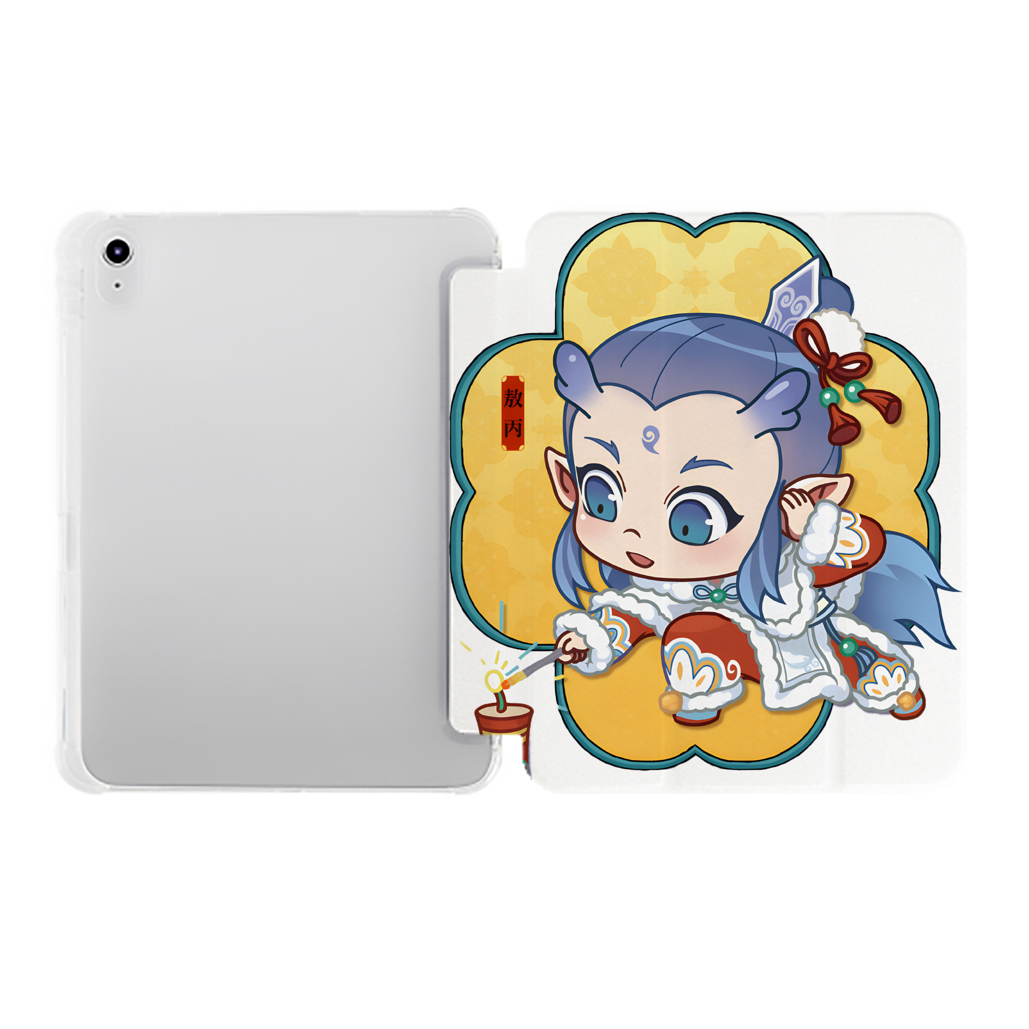 （画像用） Ne Zha 2 ナタ 魔童の大暴れ IPad ケース ペン収納付き 三つ折りスタンド PUレザー×シリコン 対応機種9.5/10.5/10.9インチ